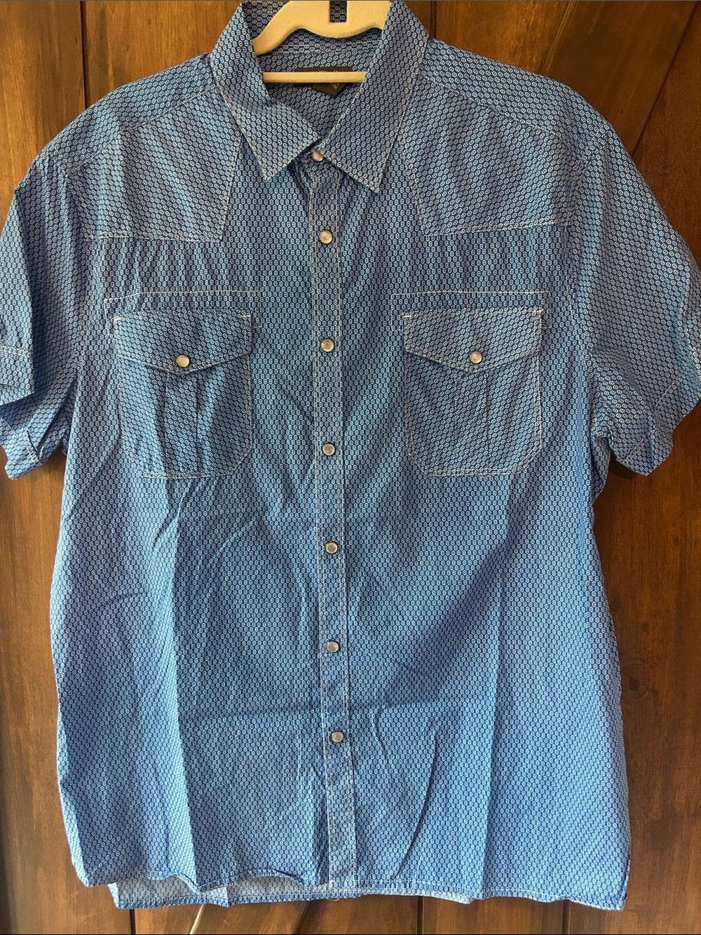 Kenneth Cole Reaction Blue Short-Sleeve Men's Button-Up Shirt